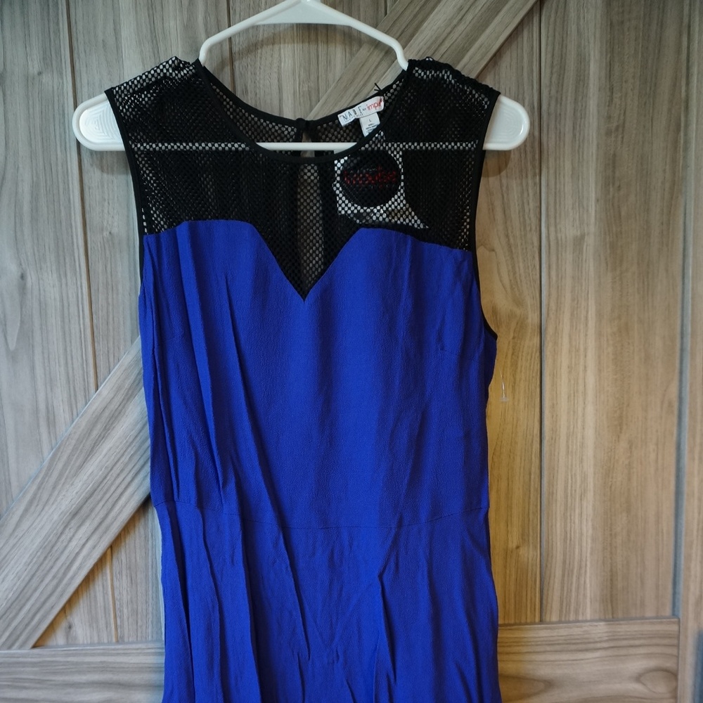 Spectrum Blue Mixed Media Dress Large